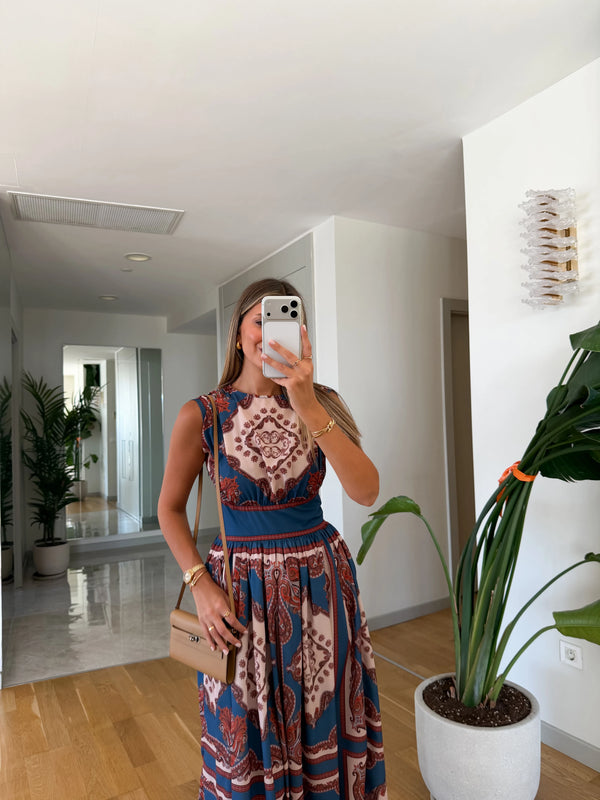 Premium Riviera Paisley Midi Haljina