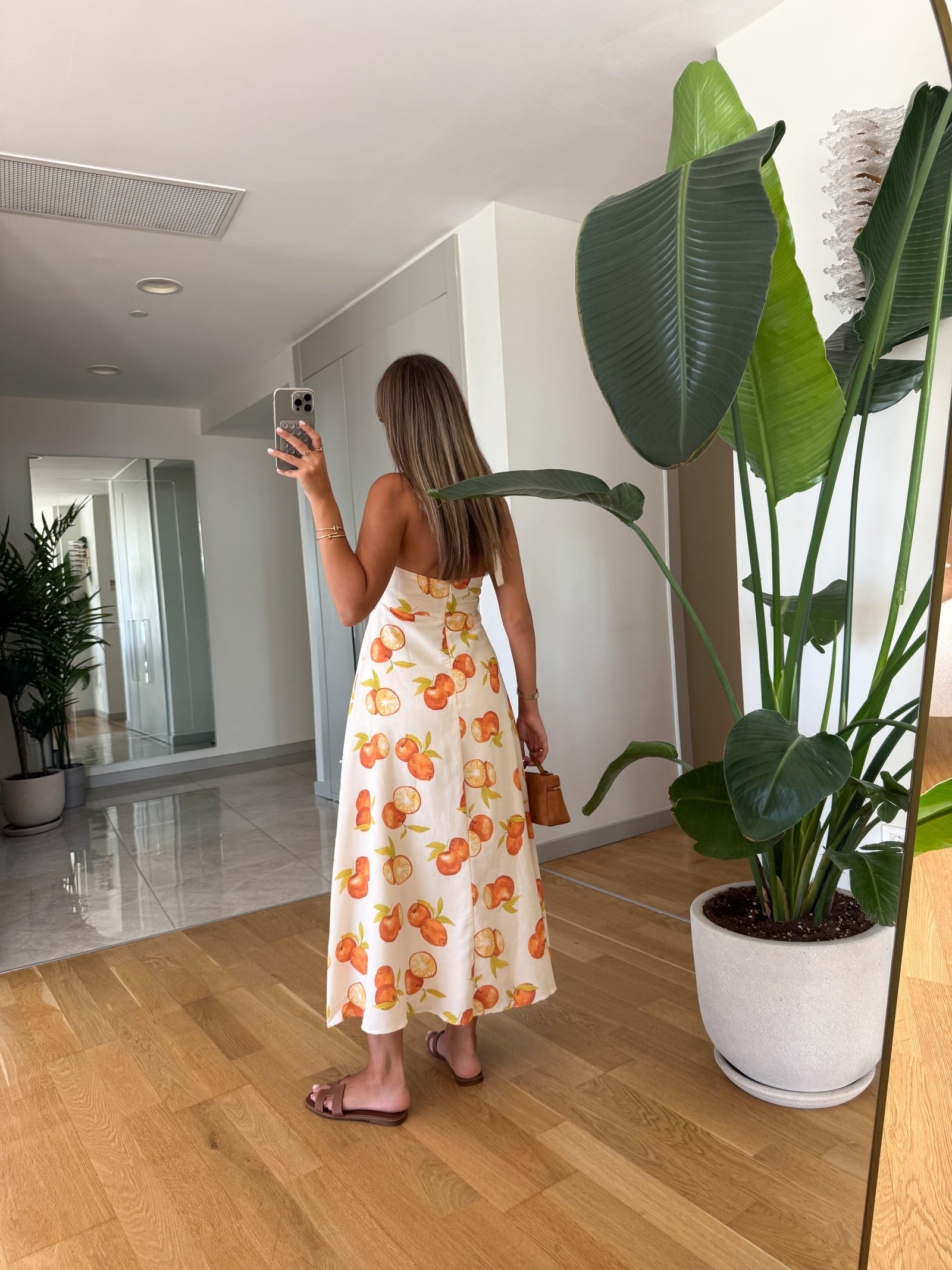 Valencia Orange Button Midi Haljina