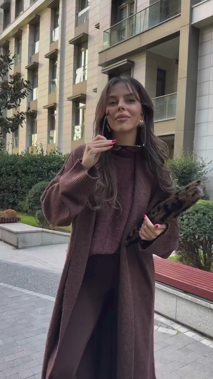 Mocha Long Knit Cardigan