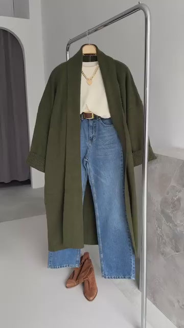 Olive Grove Long Knit Cardigan