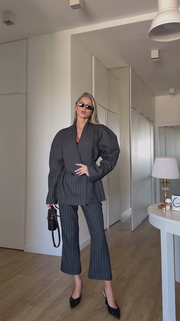 Grey Pinstripe Sculpted Suit