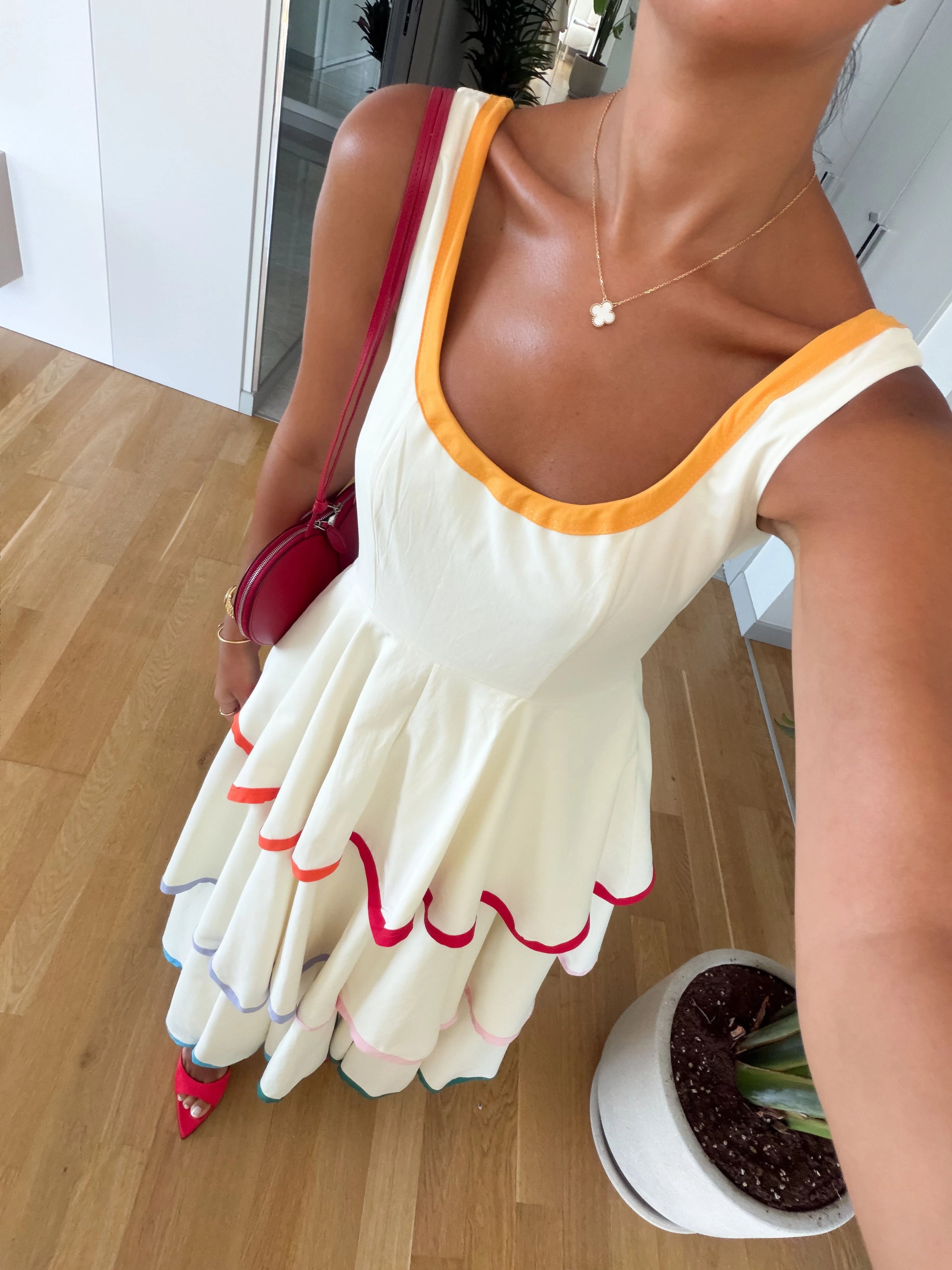 Color Trim Premium Cotton Dress