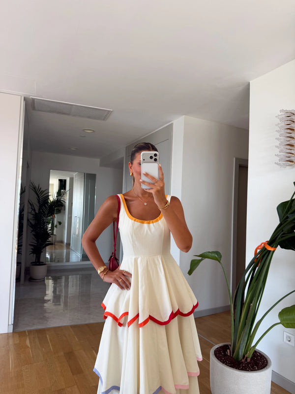Color Trim Premium Cotton Dress
