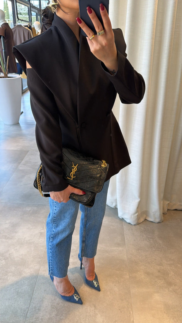 Sharp Shoulder Blazer - crna boja