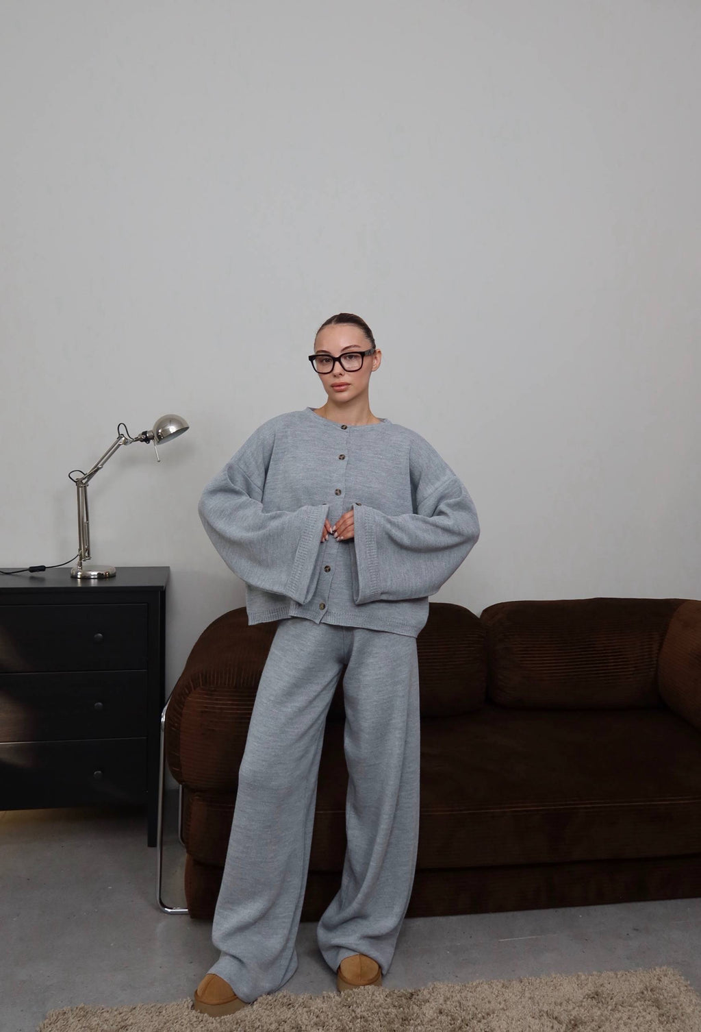 SOFT KNIT BUTTON SET – GREY