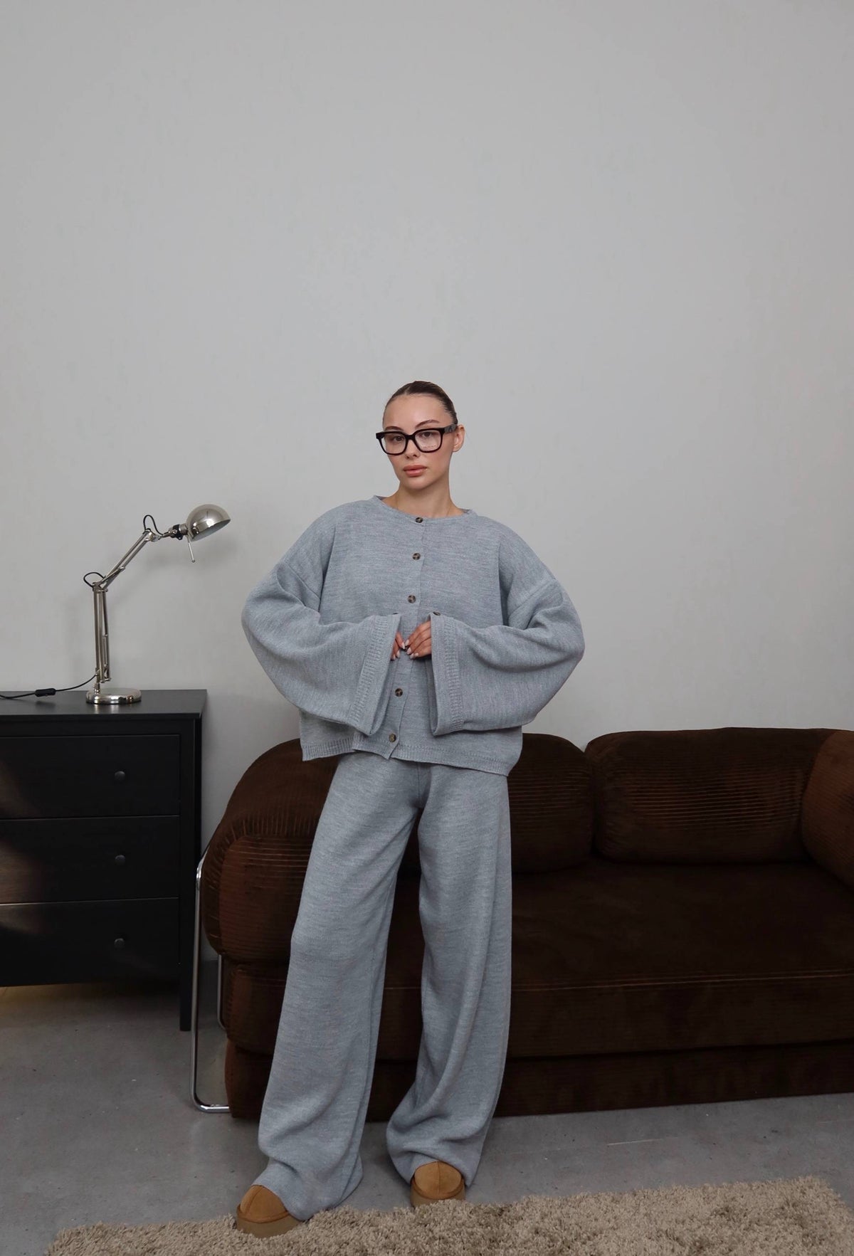 SOFT KNIT BUTTON SET – GREY
