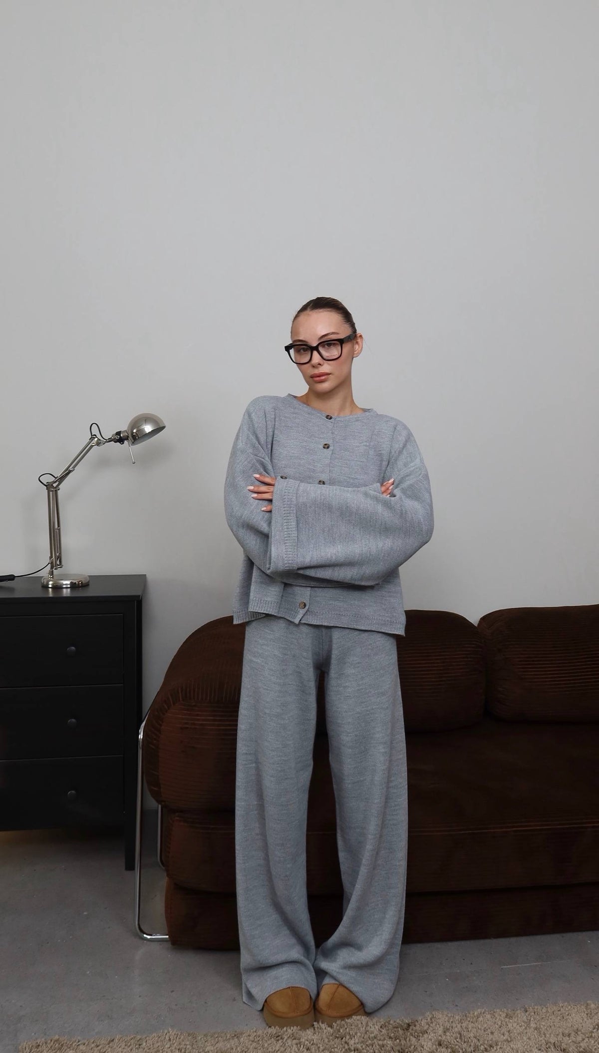 SOFT KNIT BUTTON SET – GREY