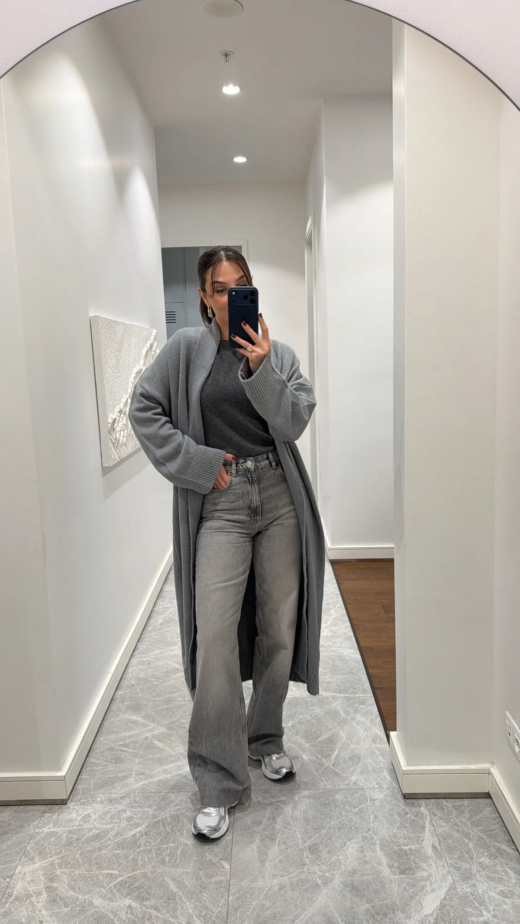 SweatGrey Long Knit Cardigan 1