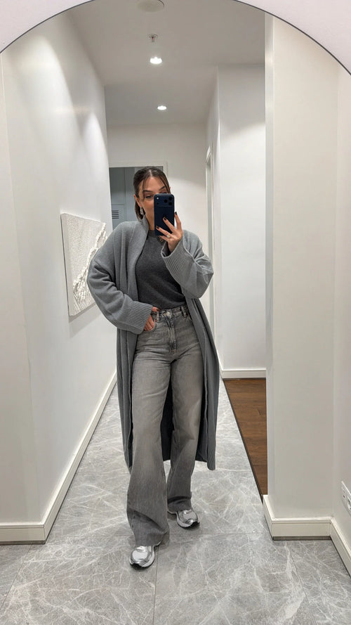SweatGrey Long Knit Cardigan 1