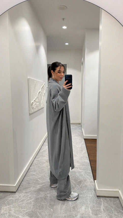 SweatGrey Long Knit Cardigan 2