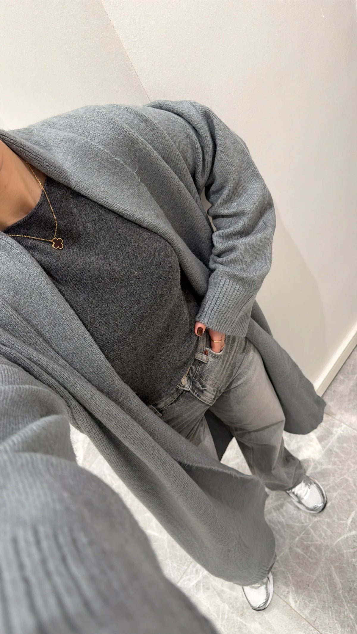 SweatGrey Long Knit Cardigan 3