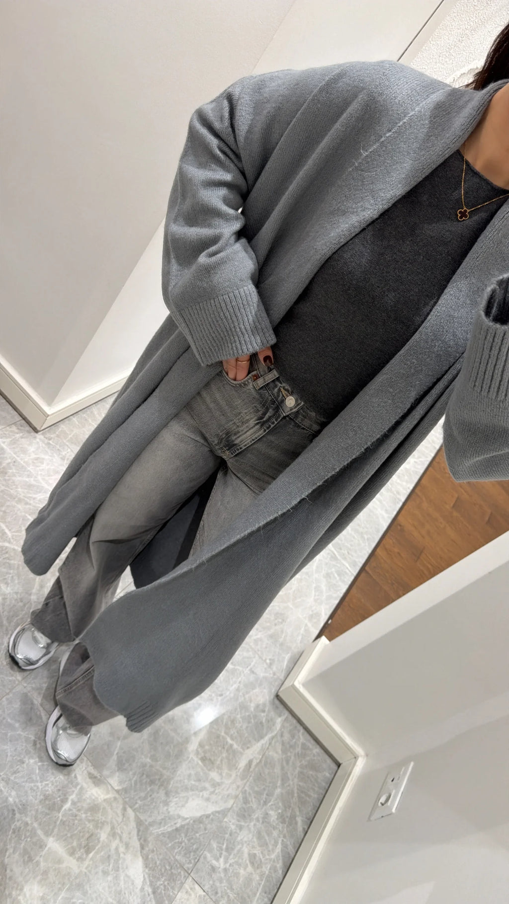 SweatGrey Long Knit Cardigan 4
