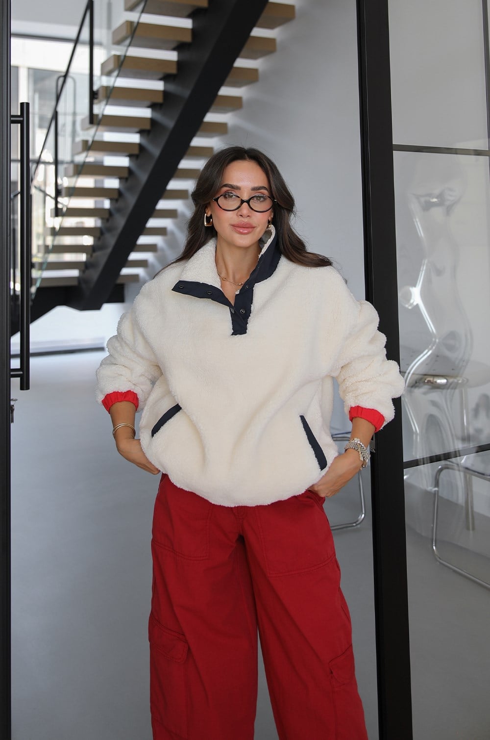 Teddy Bear Fleece Sweatshirt Ecru — fotografija 1