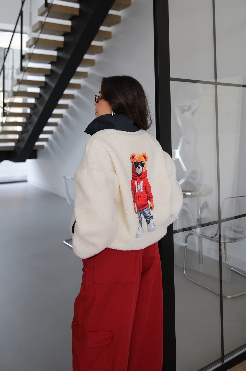 Teddy Bear Fleece Sweatshirt Ecru — fotografija 3