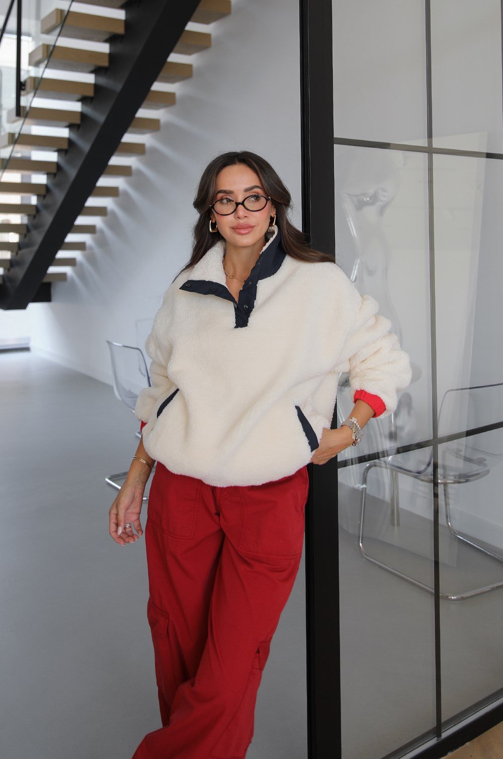 Teddy Bear Fleece Sweatshirt Ecru — fotografija 5