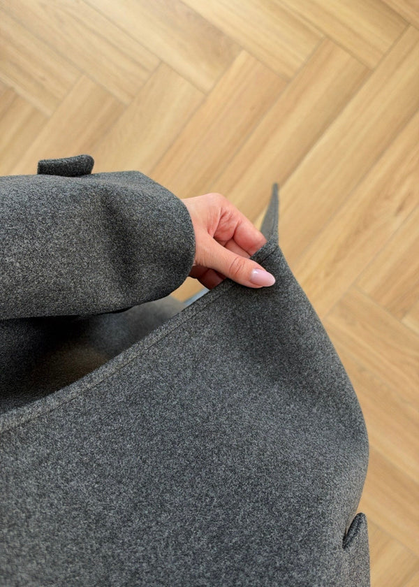 PREMIUM WOOL BELTED LONG COAT – ANTHRACITE