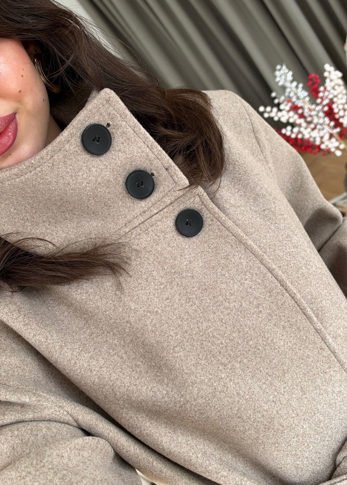 PREMIUM WOOL BELTED LONG COAT – STONE BEIGE