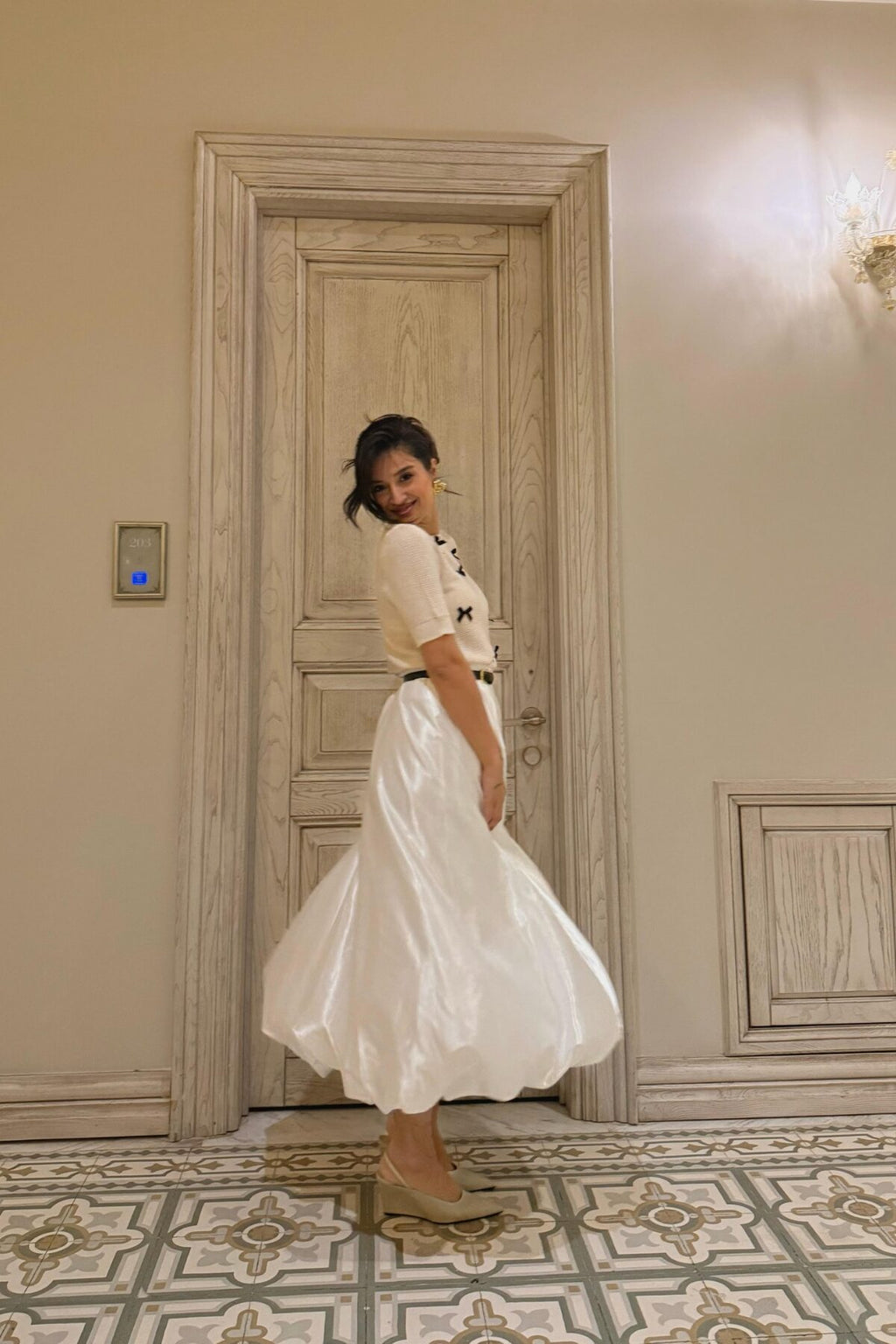 SATIN MIDI SKIRT