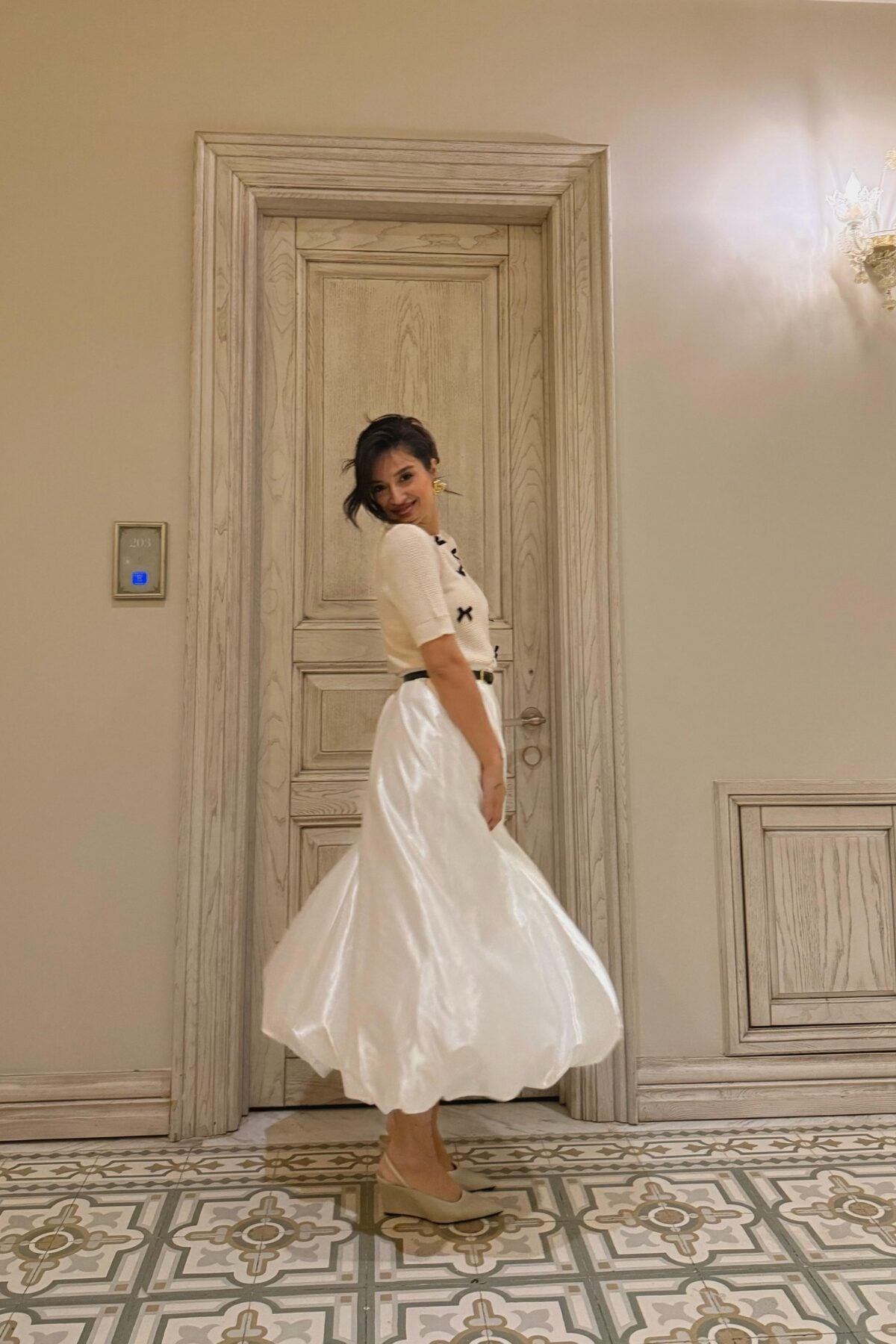 SATIN MIDI SKIRT