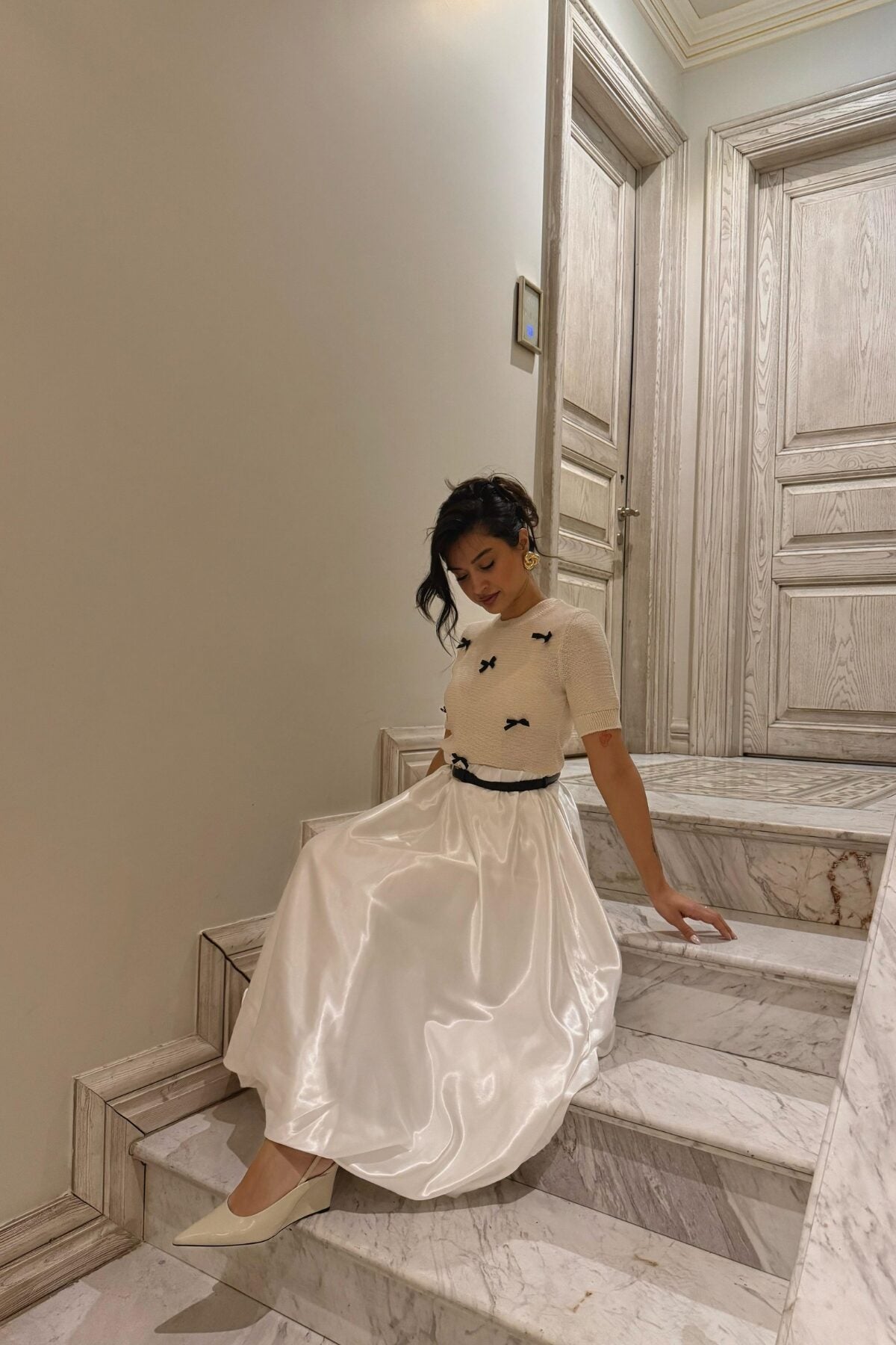 SATIN MIDI SKIRT