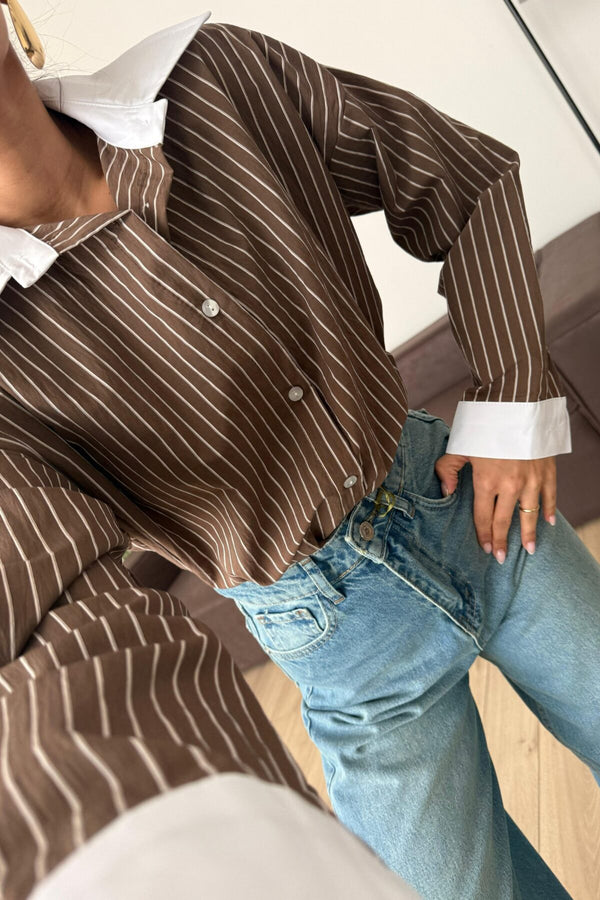 Fifth Avenue prugasta košulja - braon boja