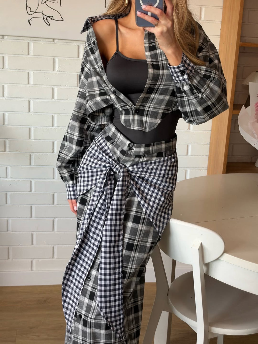 URBAN CHECK SET – bodi i karirana maksi suknja, fotografija 6