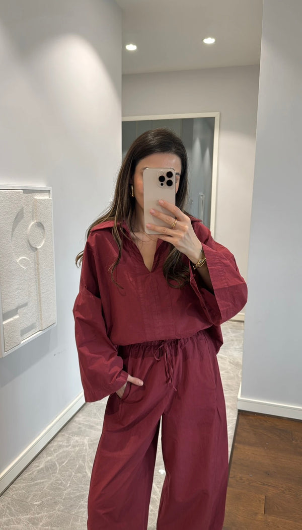 Burgundy Cotton Suit