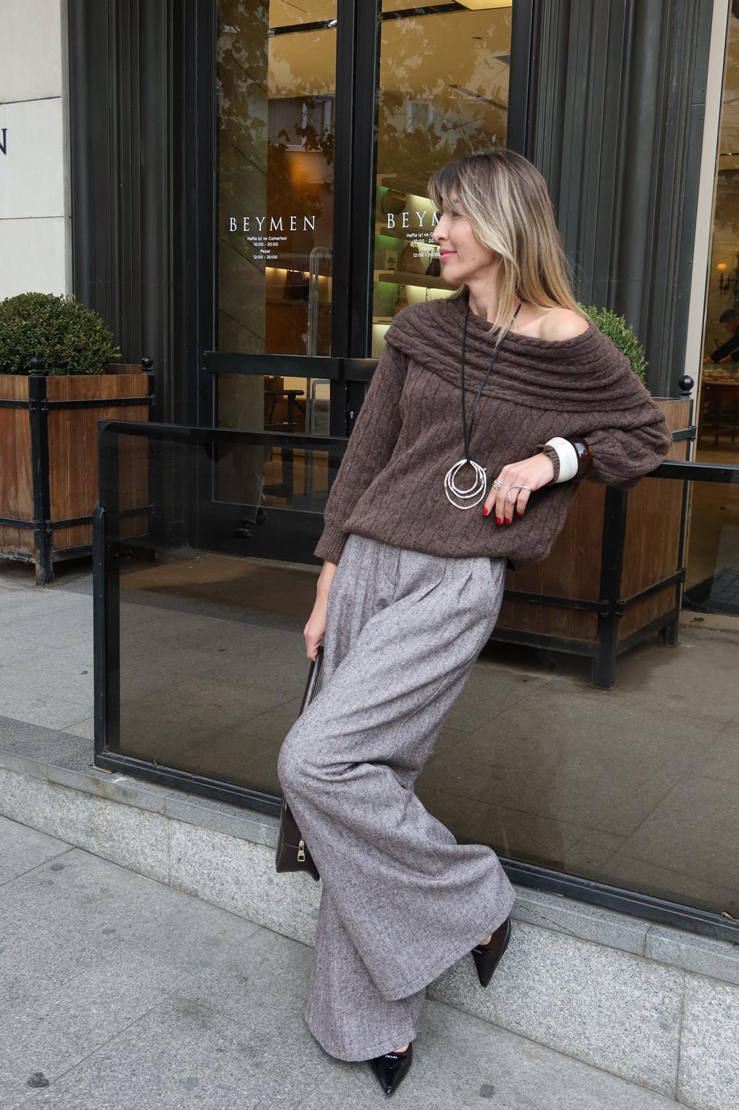 Winter Rib Knit Trousers – Brown