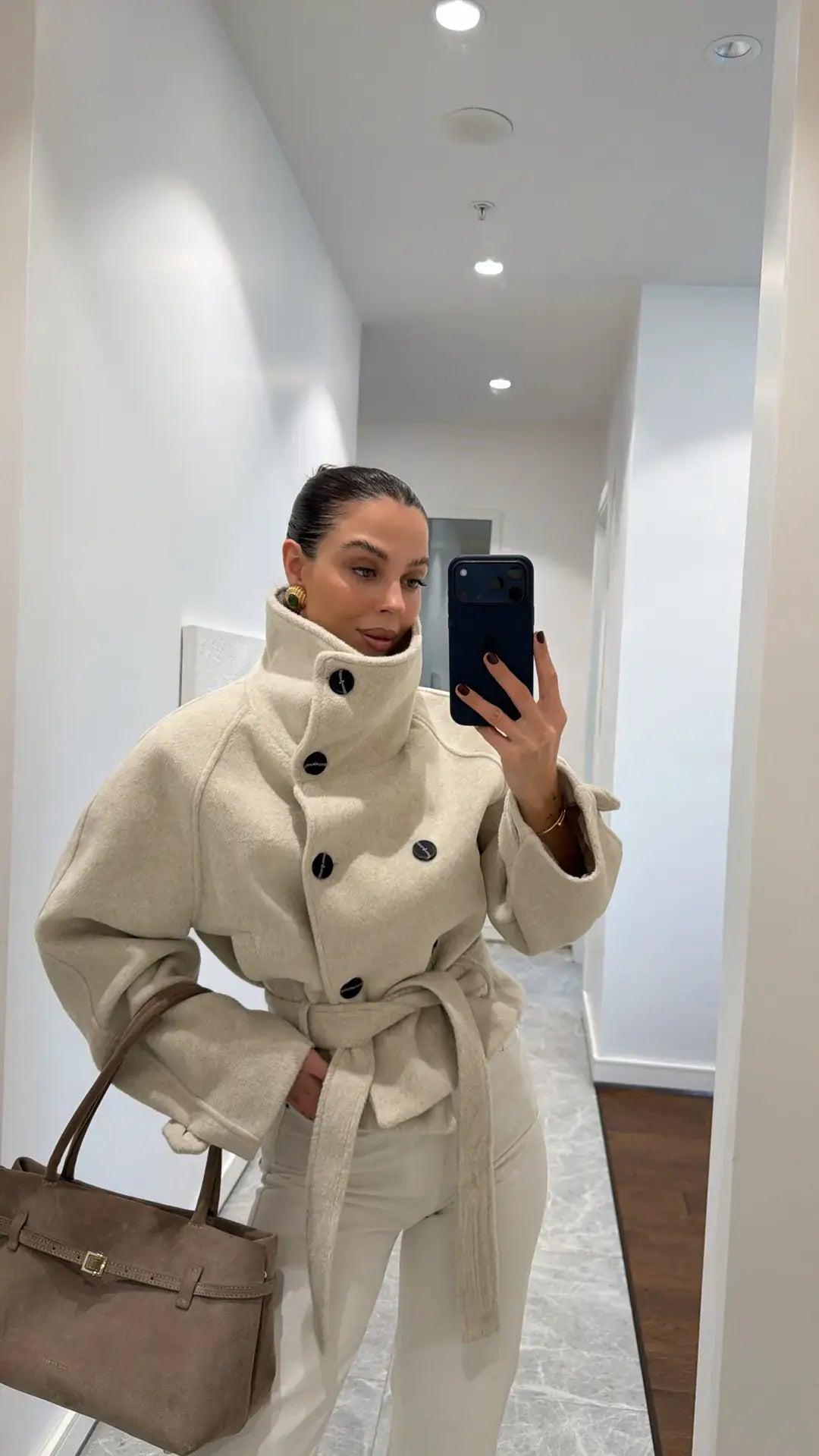 WOOL SHORT COAT/JACKET – BEŽ, pogled 1