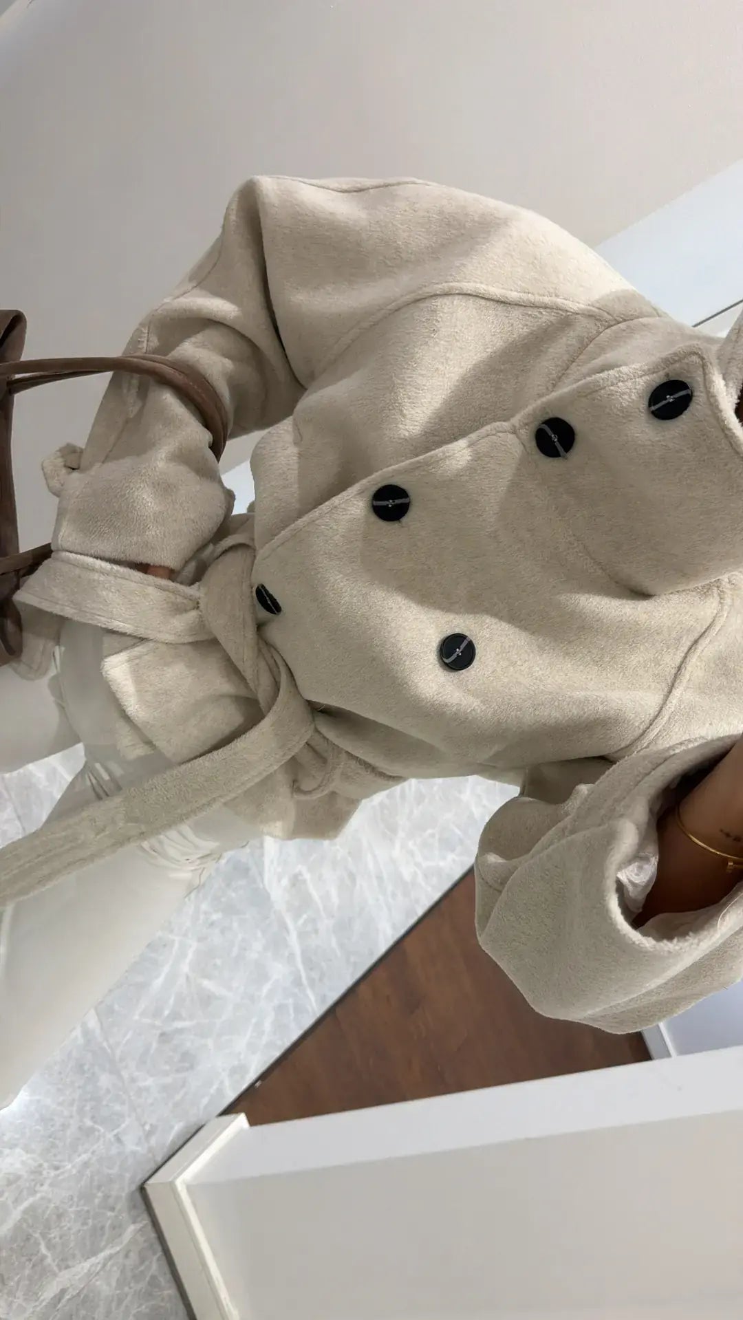 WOOL SHORT COAT/JACKET – BEŽ, detalj 1