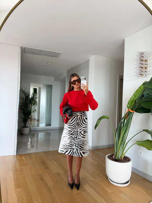 Zebra midi suknja - prednji izgled