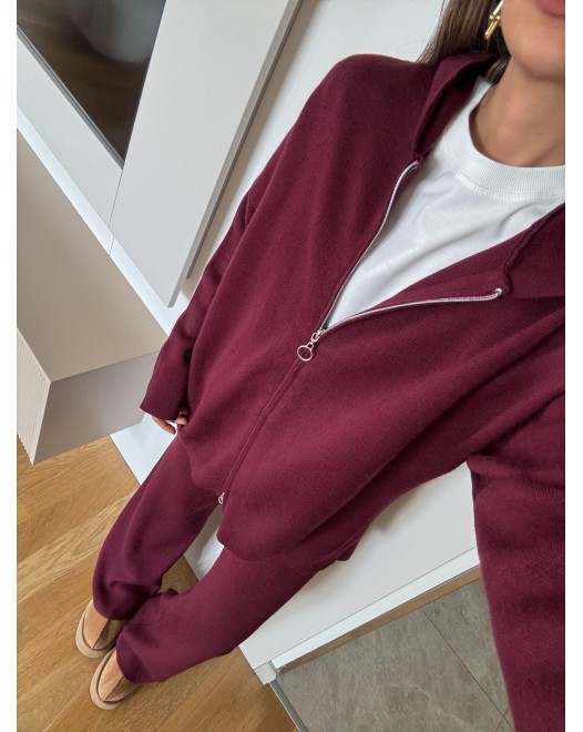 KNITWEAR ZIP SET BORDO