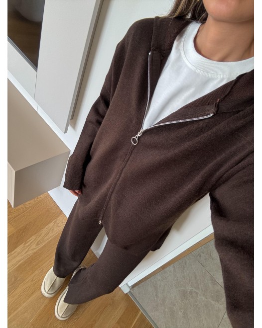 KNITWEAR ZIP SET BROWN