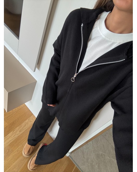 KNITWEAR ZIP SET CRNA BOJA
