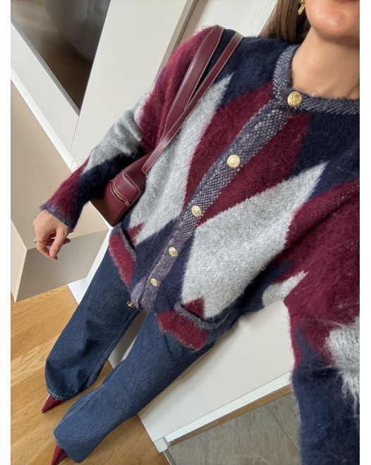 Bordeaux Geometry Knit